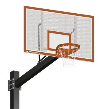 Basketball System - Titan (Powder Coated) Black (6 in. x 6 in. Pole with 6 ft. Offset) - 72 in. Perforated Steel Backboard - Playground Goal